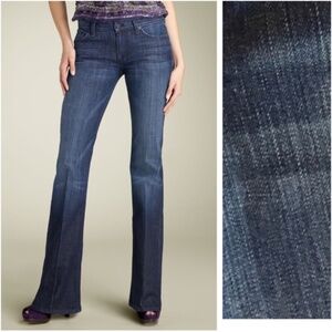 7 For All Mankind 74AMK Flynt Embroidered-Pocket Slim Bootcut Blue Jeans Size 27